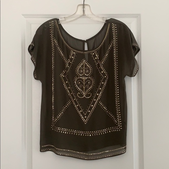 One Way Tops Japanese Olive Green And Gold Embellished Blouse Poshmark One Way Tops Japanese Olive Green And Gold Embellished Blouse Poshmark